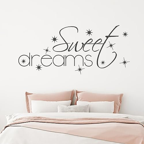 GRAZDesign Wandtattoo Schlafzimmer Sprüche Sweet dreams über Bett Wandaufkleber - 90x40cm / 010 weiss
