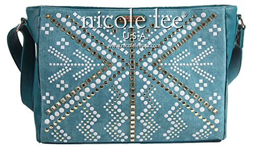 Nicole Lee Jolene Geometric Studwork Messenger Bag, Green, One Size