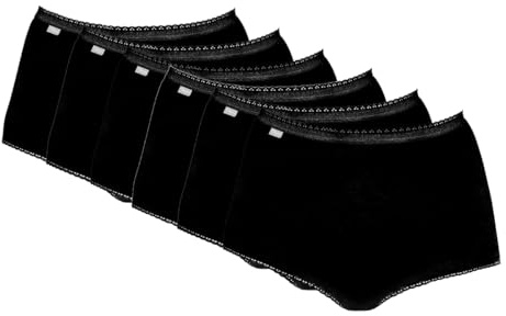 Playtex Femme Lot de culottes Maxi Coton Stretch Culotte, Noir, 4XL
