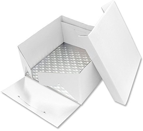 PME - Fond carré et Boîte à Gâteau, 22 cm, Plastique, White, 23 x 15.2 cm
