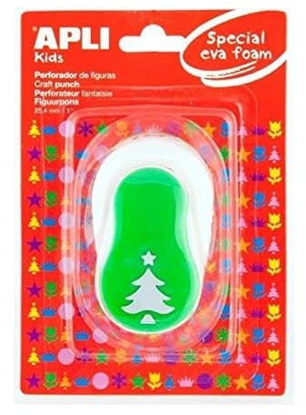 APLI Kids 13303 Locher für Papier und Gummi, EVA, Weihnachtsbaum, 25,4 mm