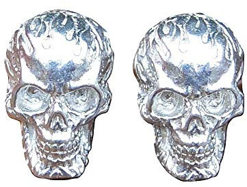 Manschettenknöpfe Totenkopf, Steampunk Flame Skul, Handgegossen von William Sturt aus Deutsche Zinn (Pewter)