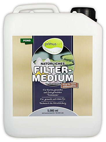 primuspet Natürliches Gartenteich Filtermedium Pond (Natürlicher Wasseraufbereiter für kristallklares, gesundes Wasser. Entfernt Mulm und Teichschlamm), Inhalt:5 Liter