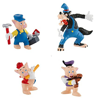 Bullyland Disney Les Trois Petits Cochons + Loup Ede Set 4 Figurine 5 - 9 cm
