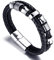 HALUKAKAH Hommes Bracelet Cuir Véritable Titane Perles Doré/Argent/Noir Fermoir Magnétique Solo Argent/Honneur Or/Noir Taille Réglable 21.5-23cm Coffret Cadeau Gratuit (Argent 21.5cm)