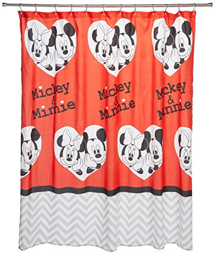 Disney Mickey Mouse/Minnie Mouse Luv You More 70 x 72 Fabric Shower Curtain