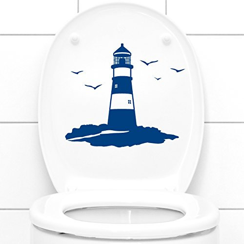 Grandora Wandtattoo WC Deckelaufkleber Leuchtturm I dunkelblau (BxH) 24 x 21 cm I Badezimmer Bad Toilette Sticker Aufkleber Wandaufkleber Wandsticker W1245