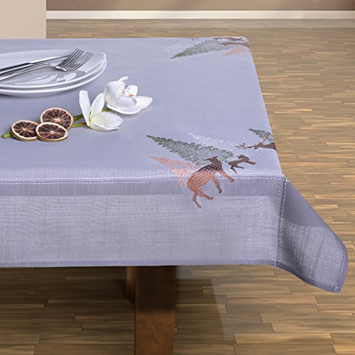DecoKing 110x160 grau Graphit Tischdecke Weihnachten Hirsch Weihnachtstischdecke Weihnachtsdeko rechteckig Grey Graphite Deer