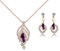 Crystalline Azuria Kristalle Simulierter Amethyst Schmuck-Set Halskette Anhänger 45 cm Ohrringe 18 kt Rosé Vergoldet für Damen