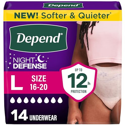 Depend Night Defense Inkontinenz Unterwäsche für Damen, L (Verpackung kann variieren)