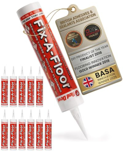 Fix A Floor Extra Strength Floor Tile Adhesive – 12-Pack Vinyl Floor Adhesive for Hollow Tiles, Laminate, Creaking Wood & More – Versatile Injector Solution, 300ml Standard Bottle