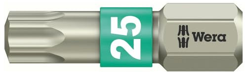 WERA-WERK HERMANN WERNER GMBH & CO.KG 05071030001 Bit TX Gr.8 L.25mm VA 0,6 cm (0,25 Zoll) 6KT m.Torsionszone WERA DIN3126-C 6,3