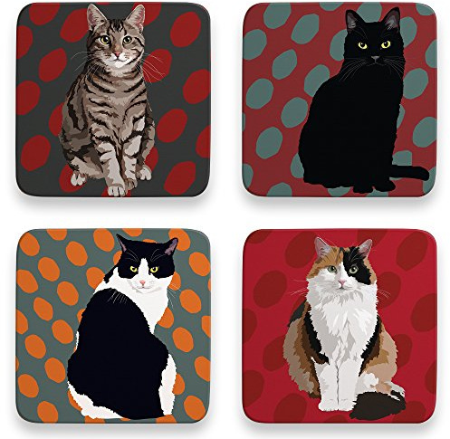 Leslie Gerry Cat Coasters Set of 4
