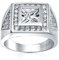 Personalisieren Sie geometrisches Dreieck Quadrat Prinzessschliff AAA CZ Solitär Unisex Statement Damen Übergröße Herren Verlobungs- und Ehering Breites Band für Herren .925 Sterlingsilber Anpassbar