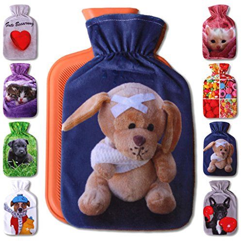 Wärmflaschenbezug 1L, mit und ohne Wärmflasche 1 Liter, Auswahl: Teddybär, ohne Wärmflasche