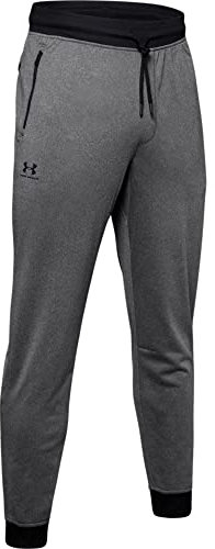 Under Armour Men's Sportstyle Tricot Warm and Comfortable Fleece Tracksuit Bottoms Jogger Bottoms with Pockets, Carbon Heather-Black (1290261-090), S UK