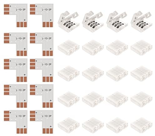 BTF-LIGHTING 3Pin WS2812B WS2811 SK6812 Corner Connector 10mm Wide led strip right angle L shape solderless No soldering 10sets