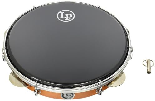 LP Latin Percussion LP3010 Pandeiro Brazilian 10 Hartholz + 2-lagiges schwarzes Kunststofffell, Finish: Honey/Chrom-Hardware, 5 Pandeiro-Schellen