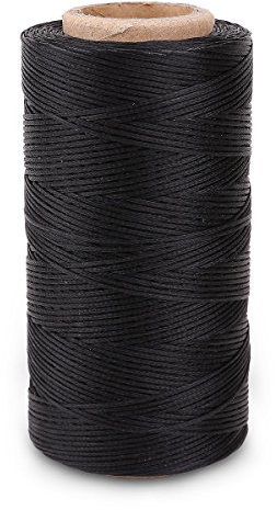 Bobine de fil plat ciré 260M pour cuir maroquinerie bricolage DIY noir