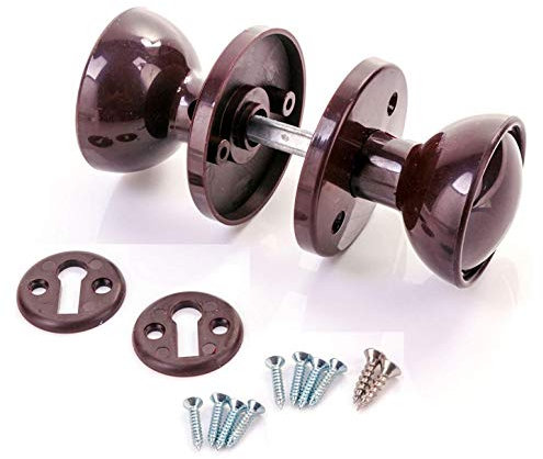 Merriway Brown BH01833 Plastic Mortice Door Shed Garage Knob Set