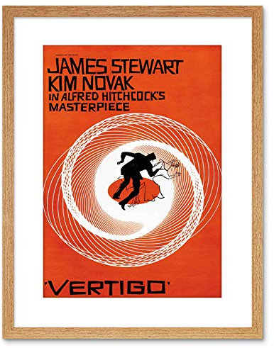 Wee Blue Coo 9x7 '' MOVIE VERTIGO 1958 SAUL BASS STEWART HITCHCOCK FRAMED ART PRINT F97X558