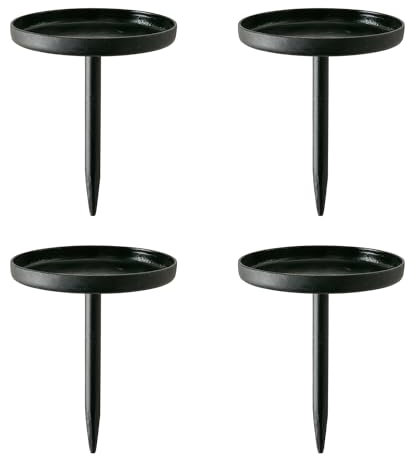 4 x Adventsstecker/Kerzenstecker/Kerzenteller für Adventskranz 8 cm schwarz