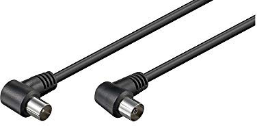 Goobay 11525 - Cable coaxial de 1.5 m/Macho y Hembra/Conector Antena TV/Angulo 90 Grado/Negro