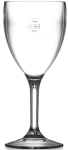 BB Plastics Elite Premium Polycarbonate Wine Glasses 9oz Lined and CE Stamped at 125ml & 175ml - Pack of 12