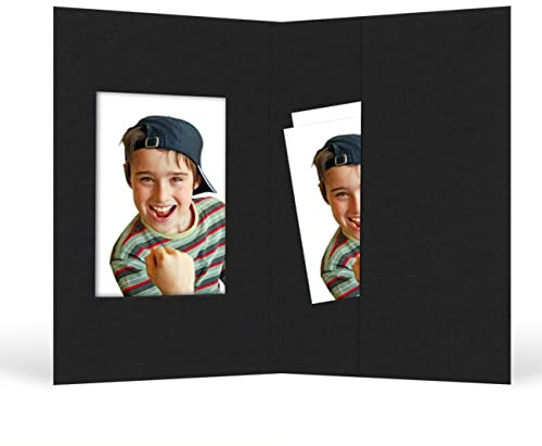 Schoeller & Stanzwerk© - 100 Stück Passbildmappen für 3,5x4,5 cm - schwarz mit Tasche und Ausschnitt