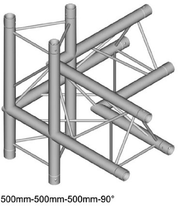 DT 23 C45-LUD, 3-Punkt Truss 90° Ecke, 4-weg, links