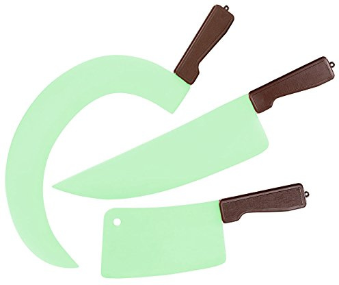 infactory Halloween-Dekos: 3er-Set Halloween-Messer, Glow-in-The-Dark (Horror-Dekos, Halloween Deko, Fasching)