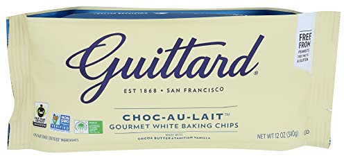 Guittard Choc-Au-Lait Baking Chips, 12oz (340g) | White Chocolate with the essence of Real Vanilla | Peanut and Tree Nut Free | Fairtrade | Gluten-Free | Certified Kosher | Bake Stable