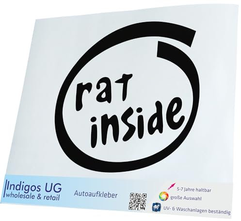 INDIGOS UG Auto Aufkleber Auto - 130x120 mm - Ratte - Rat Inside - schwarz - Selbstklebender Sticker für Auto, Fenster, Bus oder LKW
