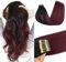 GOO GOO Echthaar Extensions Tape, Tiefschwarz bis Rot 50g 20pcs 40cm, Remy Echthaarverlängerungen Menschliches Echthaar Invisible Tape Extensions Echthaar
