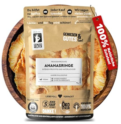 Bremer Gewürzhandel Ananasringe, getrocknet, fruchtige Ananas ohne Zuckerzusatz, ungeschwefelt, 180g