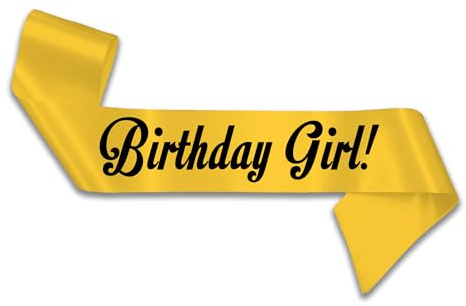 My Pretty Little Gifts Birthday Girl Sash - 160cm: Yellow - 16th 18th 21st 30th 40th 50th 60th