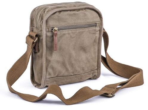 Gootium Unisex Small Canvas Cross Body Messenger Bag Umhängetasche, Grün (Army Green)