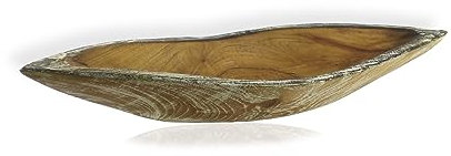 Budawi® Teakholz Schale Schiff ca. 50 x 13 cm Obstschale Holzschale aus Teakholz rustikal