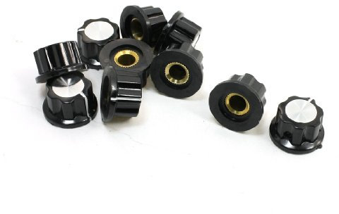 sourcing map 10 Stücke 6mm rund Shaft Insert od.Potentiometer Knopf Drehknopf Kappe silber DE de