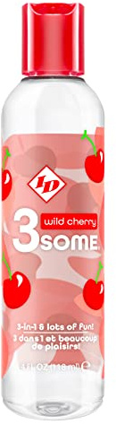 ID Lubricants 3some Flavored Sensual Massage - Wild Cherry Oral Delight & Warming Fun for Couples Pleasure - 4 fl oz Sensual 3in1 Massage Lube