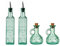 Country Home Restaurant Set, Consisting of: 2x Fiori Glass Olive Oil / Vinegar Bottles with Stainless Metal Pourers and 2x Olivia Glass Olive Oil Jugs with Cork Stoppers (4 Pieces)