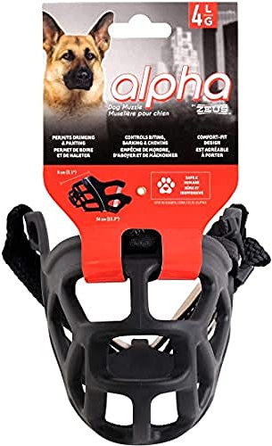 Zeus Alpha TPR-Maulkorb für große Hunde, Größe L, Comfort Fit Design verhindert Beißen, Bellen und Kauen, Schwarz