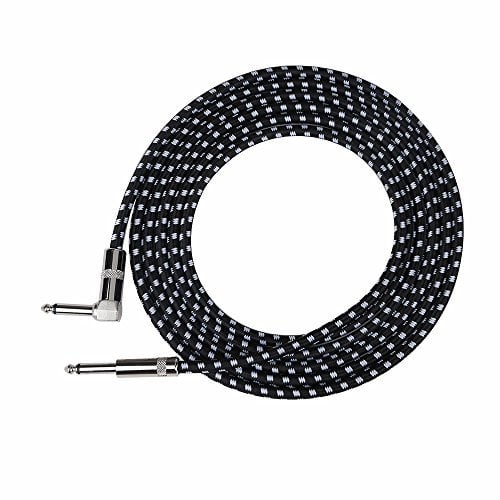 Rayzm Guitar Cable-3 Meters Noiseless Guitar/Bass Cord,1/4 Braided Angled Male Instrument Cable with Tweed Woven Jacket