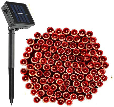 KEEDA Solar Lichterkette Außen, 72ft 200 LED 8 Lichtmodus,Wasserdicht Weihnachtsbaum Lichterketten, Solar Beleuchtung für Weihnachten,Garten,Terrasse, Party (Rot)
