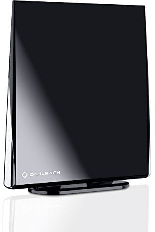 Oehlbach Digital Flat 2.5 - Aktive DVB-T & DVB-T2 HD Antenne mit omni-direktionalen Empfang - Rauscharm & abnehmbarer Verstärker - schwarz