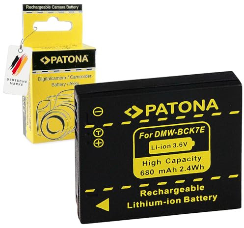 PATONA DMW-BCK7E Batterie 680mAh Compatible avec Panasonic Lumix DMC FH2 4 5 6 7 8 24 25 27 FP5 7 FS16 18 22 27 28 35 37 40 41 45 50 FT20 25 FX77 78 80 90 S1 3 5 SZ1 3 5 7 9 XS1 TS20 25 BCK7 E