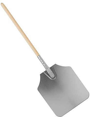 Metal Pizza Peel Shovel 12 Inch Wide Aluminium Paddle with 21.5 Inch Wooden Handle - Outdoor Indoor Pizza Oven Traditional Style Homemade Professional Pizzas - by Argon Tableware