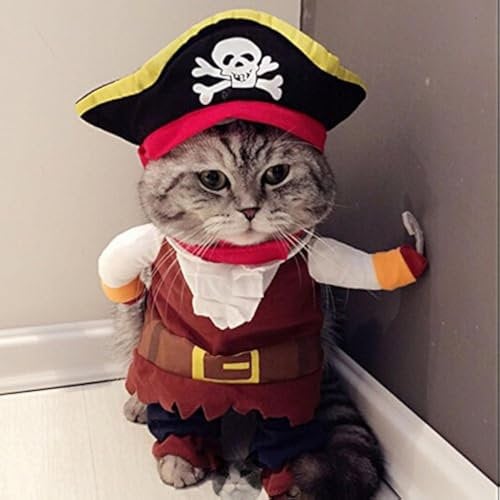 Haustierkostüm für Hunde und Katzen, lustiges Piraten-Motiv, inkl. Hut
