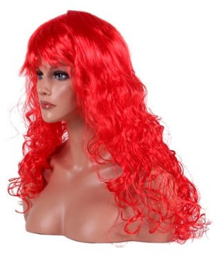 Alsino Langhaar Fasching Perücke mit Locken und Pony, wählen:lang gelockt rot