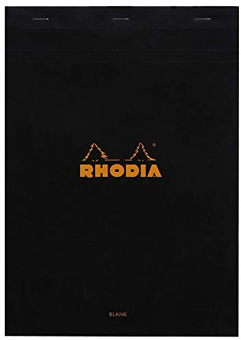 Rhodia 180009C - Schreibblock / Notizblock geheftet No.18 DIN A4 21x29,7 cm, 80 Blätter blanko 80g, abtrennbar und mikroperforiert, mit Kartonrücken, ideal für Notizen, 1 Stück